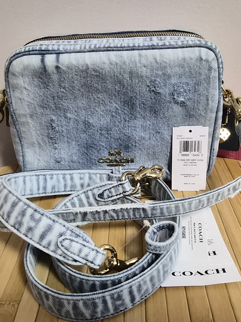 Coach Loved Denim Carey Crossbody with Gold-Tone Hardware